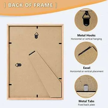 ATOBART 8x10 Set of 3 OAK Wood Picture Frame Solid Wooden Photo Frame Natural Wood Color Frames with Real Glass for Wall Mounting or Tabletop Living Room Bedroom Home Decor