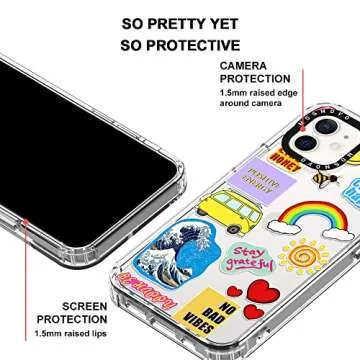 MOSNOVO Case for iPhone 12 Mini, [Buffertech 6.6ft Military-Grade Drop Protection] [Anti Peel Off Tech] Clear TPU Bumper Phone Case Cover Design - Summer Vibes