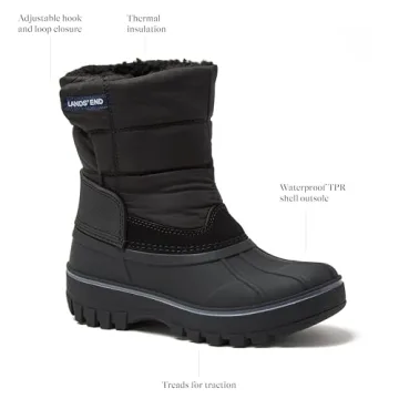 Lands' End Waterproof Kids Snow Boots - Insulated Warm Fleece Lined Winter Boots for Toddlers, Girls...