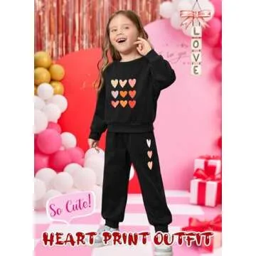 Valentine's Heart Print Toddler Girls Sweatsuit by BOMDEALS