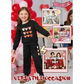 Valentine's Heart Print Toddler Girls Sweatsuit by BOMDEALS