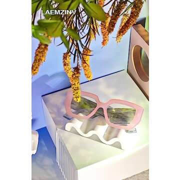 Laemzinv Oversized Square Blue Light Glasses for Women, Large Thick Frame Reading Blocker, Big Reader for Computer Eyewear and Gaming Glasses LA022 (A6 | PINK)