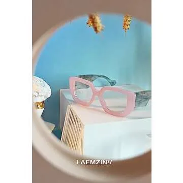 Laemzinv Oversized Square Blue Light Glasses for Women, Large Thick Frame Reading Blocker, Big Reader for Computer Eyewear and Gaming Glasses LA022 (A6 | PINK)