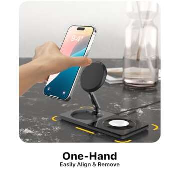3 in 1 Wireless Charging Station for Apple Device: Fast Charging Station for iPhone and Watch with MagSafe, Foldable Charger Stand for iPhone 12-16 & iPhone 16 & iWatch & AirPods