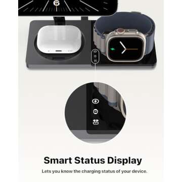 3 in 1 Wireless Charging Station for Apple Device: Fast Charging Station for iPhone and Watch with MagSafe, Foldable Charger Stand for iPhone 12-16 & iPhone 16 & iWatch & AirPods
