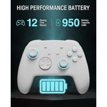 FUNLAB [Luminous Pattern] Switch Pro Controller Wireless Compatible with Switch/OLED/Lite, Firefly Bluetooth Remote Gamepad with 7 LED Colors/Paddle/Turbo/Motion Control - White
