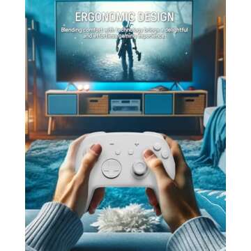 FUNLAB [Luminous Pattern] Switch Pro Controller Wireless Compatible with Switch/OLED/Lite, Firefly Bluetooth Remote Gamepad with 7 LED Colors/Paddle/Turbo/Motion Control - White