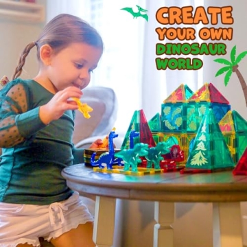 Dinosaur Magnetic Building Tiles for Kids - Creative STEM Play