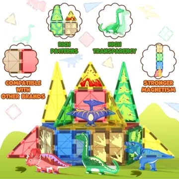 Dinosaur Magnetic Building Tiles for Kids - Creative STEM Play