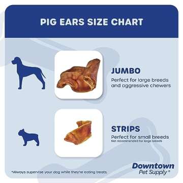 Downtown Pet Supply - Jumbo Pig Ears - Dog Dental Treats & Rawhide-Free Dog Chews - Healthy Coat & Skin Care, Cholesterol & Heart Health Dog Treats - Protein, Vitamins & Minerals - 10 Pack