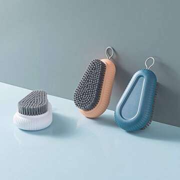 Selaurel Cleaning Brush Soft Bristle Brush Laundry Scrub Brush Clothes Underwear Shoes Scrubbing Brush, Easy to Grip Household Cleaning Brushes Tool for Countertops Bathtubs (Blue)