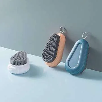 Selaurel Cleaning Brush Soft Bristle Brush Laundry Scrub Brush Clothes Underwear Shoes Scrubbing Brush, Easy to Grip Household Cleaning Brushes Tool for Countertops Bathtubs (Blue)