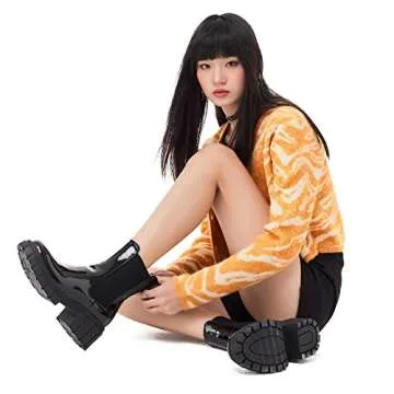 READYSALTED Women's Cleated Chunky Lug Sole Platform Chelsea Boots (KANDY)