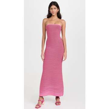 The Wolf Gang Women's Sunmor Knit Maxi Dress, Candy, Pink, Stripe, XL