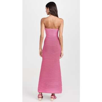 The Wolf Gang Women's Sunmor Knit Maxi Dress, Candy, Pink, Stripe, XL