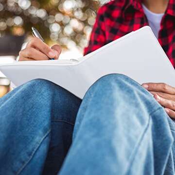 Antner A5 Notebook Photocard Binder 6 Ring Planner Binder for A5 Refill Paper, PU Leather Refillable A5 Budget Binder Loose Leaf Organizer Binder Cover with Magnetic Buckle for Budgeting, White