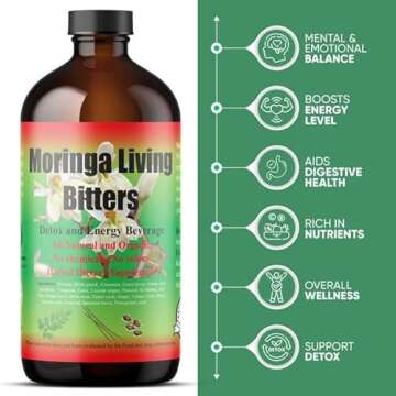 Herboganic Soursop Living Bitters Featured with Moringa Bitters for overall health and wellness |Pack of 2 |16 Oz Each……