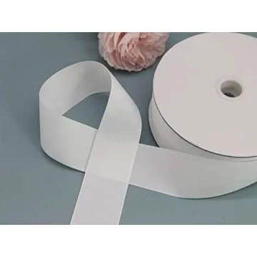 Jesep Yong One Roll 50 Yards White Soild Grosgrain Ribbon 1 1/2 inch Boutique Gift Wrapping Package Ribbon-DIY Crafts Bow Hair Headband Accessories Assortment Ribbon #29(38mm)