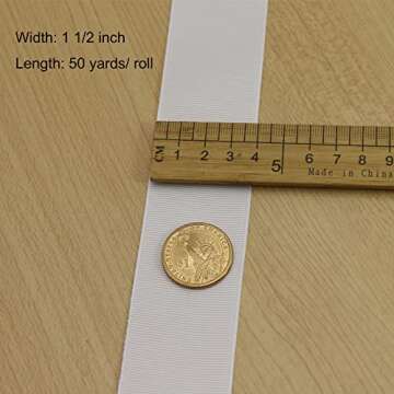 Jesep Yong One Roll 50 Yards White Soild Grosgrain Ribbon 1 1/2 inch Boutique Gift Wrapping Package Ribbon-DIY Crafts Bow Hair Headband Accessories Assortment Ribbon #29(38mm)