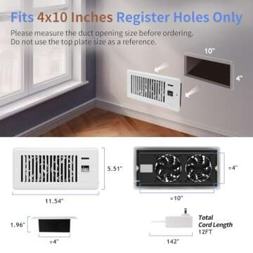 Howeall Super Quiet Register Booster Fan for All HVAC Systems