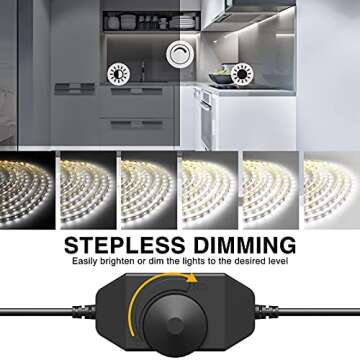 Onforu White LED Strip Lights 32.8FT Super Bright Dimmable Kit