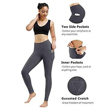 Fengbay 2 Pack High Waist Yoga Pants, Pocket Yoga Pants Tummy Control Workout Running 4 Way Stretch Yoga Leggings