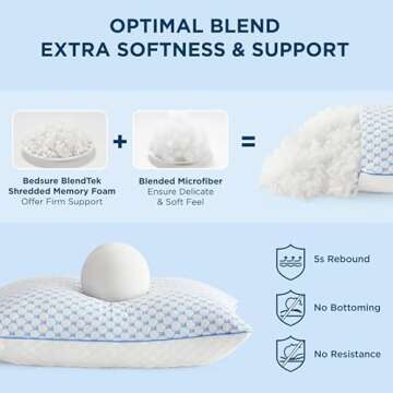 Bedsure Cooling Shredded Memory Foam Pillows - Firm Pillows Queen Size Set of 2, Premium Rayon Derived from Bamboo Queen Pillows with Adjustable Loft for Side, Back, Stomach and Hot Sleepers