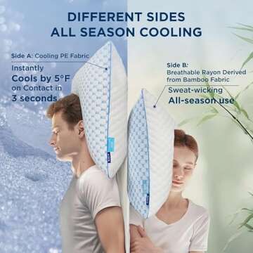 Bedsure Cooling Shredded Memory Foam Pillows - Firm Pillows Queen Size Set of 2, Premium Rayon Derived from Bamboo Queen Pillows with Adjustable Loft for Side, Back, Stomach and Hot Sleepers