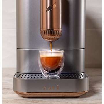 Café Affetto Automatic Espresso Machine | Brew in 90 Seconds | 20 Bar Pump Pressure for Balanced Extraction | Five Adjustable Grind Size Levels | WiFi Connected for Drink Customization | Steel Silver