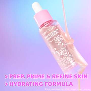 wet n wild Hello Kitty Primer Serum, Infused Vitamin E & Diamond Powder for Long-Lasting Hydration, ...
