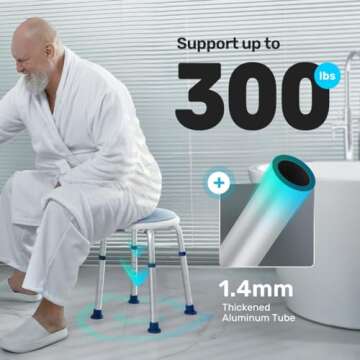 GreenChief Shower Chair for Inside Shower, 360 Degree Swivel Shower Seat, Small Shower Chair for Bathtub, Shower Stool Adjustable Height for Elderly, Handicap, Senior, Adults (300lbs)