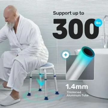 GreenChief Shower Chair for Inside Shower, 360 Degree Swivel Shower Seat, Small Shower Chair for Bathtub, Shower Stool Adjustable Height for Elderly, Handicap, Senior, Adults (300lbs)