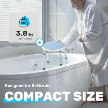 GreenChief Shower Chair for Inside Shower, 360 Degree Swivel Shower Seat, Small Shower Chair for Bathtub, Shower Stool Adjustable Height for Elderly, Handicap, Senior, Adults (300lbs)