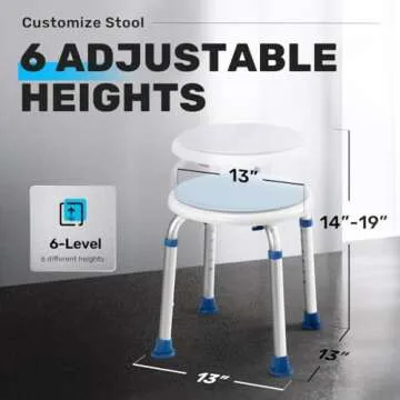 GreenChief Shower Chair for Inside Shower, 360 Degree Swivel Shower Seat, Small Shower Chair for Bathtub, Shower Stool Adjustable Height for Elderly, Handicap, Senior, Adults (300lbs)