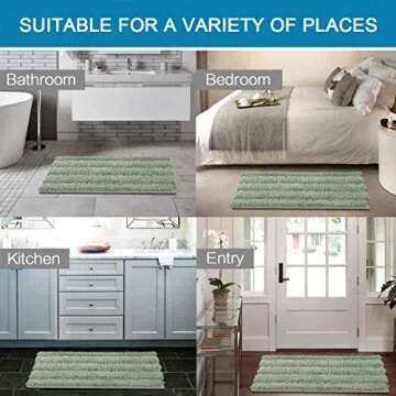 H.VERSAILTEX Sage Plush Bathroom Rugs Set of 2 Non-Slip
