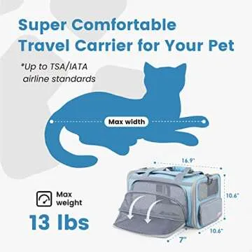 Pawaii Airline Approved Cat Carrier, Cat, Dog Carrier with ID Tag, Collapsible Pet Travel Carrier, Foldable, Protable, Comfortable, Convenient Pet Travel Carrier for Cats and Puppy
