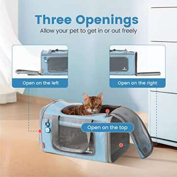 Pawaii Airline Approved Cat Carrier, Cat, Dog Carrier with ID Tag, Collapsible Pet Travel Carrier, Foldable, Protable, Comfortable, Convenient Pet Travel Carrier for Cats and Puppy