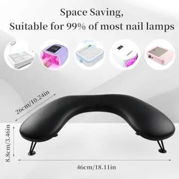 ANGNYA Arm Rest for Nails Tech, U-shaped Hand Rest for Nails Tech Microfiber PU Leather Nail Arm Res...