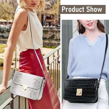 Chinllo Crossbody Bag Shoulder Satchel Purse for Women, Triple Pocket Bag PU Leather Messenger Bag F...