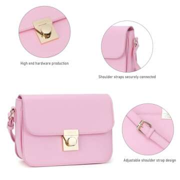Chinllo Crossbody Bag Shoulder Satchel Purse for Women, Triple Pocket Bag PU Leather Messenger Bag Flap Evening Bag (Pink)