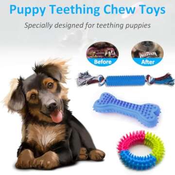 Beiker Dog Teething Chew Toys - 15 Pack Tough Small Medium Large Breed Puppy Toys, Dogs Rope Chew Toys Bundle for Boredom, Pet Interactive Squeaky Treat Dispensing Ball for Puppies