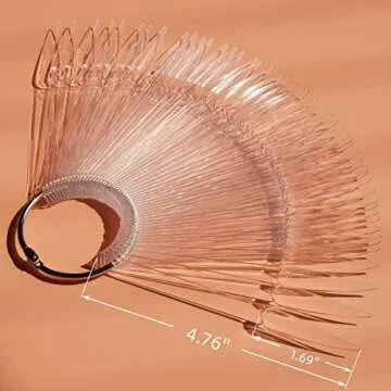 100pcs Nail Swatch Sticks with Number Stickers Nail Color Display Stiletto Tips Clear Nail Sample Sticks with Ring Practice Nail Tips Nail Supplies for Nail Techs Professional Nail Salon