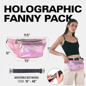 Holographic Fanny Pack for Men and Women in Pale Pink