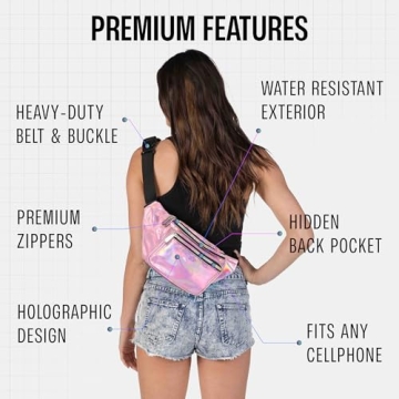 Holographic Fanny Pack for Men and Women in Pale Pink