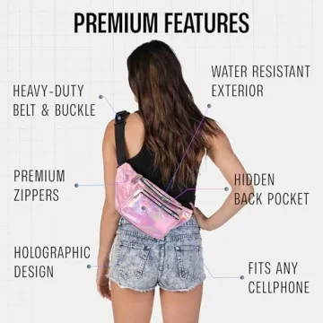 Holographic Fanny Pack for Men and Women in Pale Pink