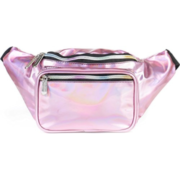 Holographic Fanny Pack for Men and Women in Pale Pink