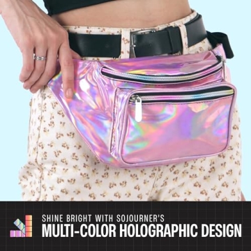 Holographic Fanny Pack for Men and Women in Pale Pink