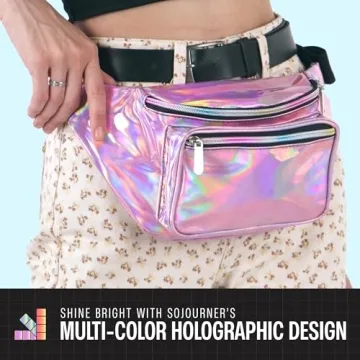 Holographic Fanny Pack for Men and Women in Pale Pink