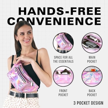 Holographic Fanny Pack for Men and Women in Pale Pink