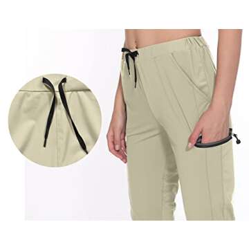 Little Donkey Andy Women's Ultra-Stretch Quick Dry Lightweight Ankle Pants Drawstring Active Travel Hiking Khaki XL